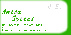 anita szecsi business card